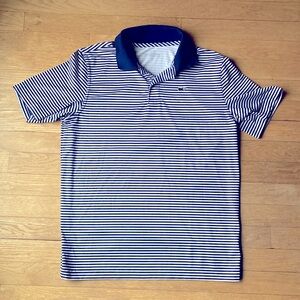 Vineyard vines boys short sleeve stretch polo shirt blue/white stripe